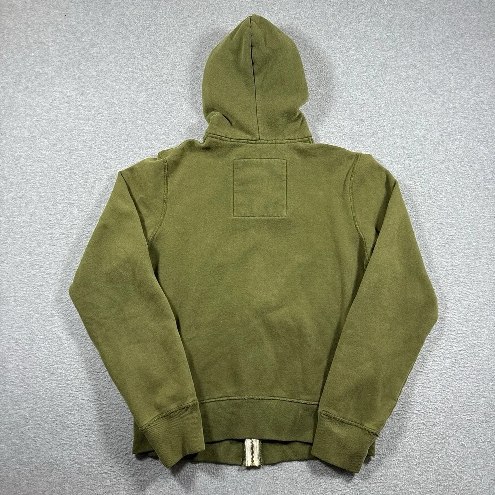 VTG Hollister Hoodie Men Large Olive Green NY Heavyweight Zip Up Sweatshirt Y2K